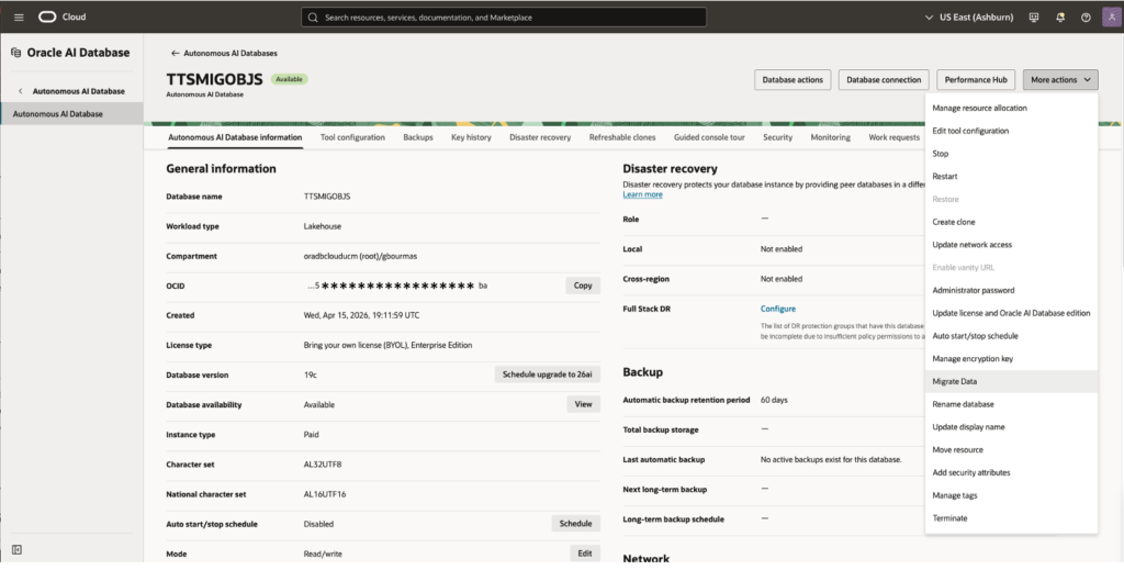 Migrating Large Data Warehouses to Autonomous AI Lakehouse Using TTS with Incremental Backups adbs mig f